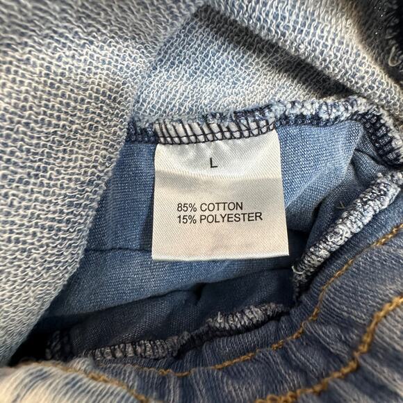 Jane+Delancey Shorts SZ L Blue Acid Wash Elastic Waistband Stretch Pull On Terry - Picture 7 of 8